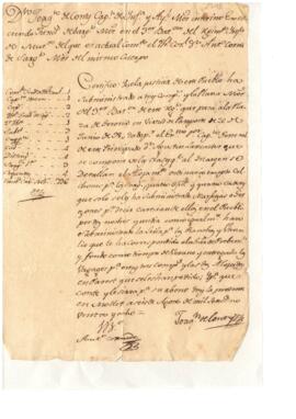 Certificat de subministraments a l'exèrcit signat per Joaquin de Conty (?) i Antonio Cornude (?)