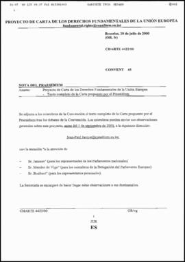 Projecte de Carta… (Charte 4422/00 Conet 45)