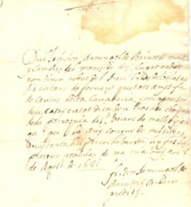Rebut de pagament de Trias de Vilassar (Ros del Cloquer) al Camarer del monestir de Sant Cugat (Armengol Barutell)