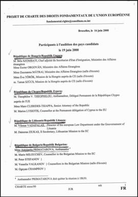 [Relació de] Participants a l’audició dels països convidats.