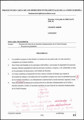 Projecte de Preàmbul de la Carta. NmJST