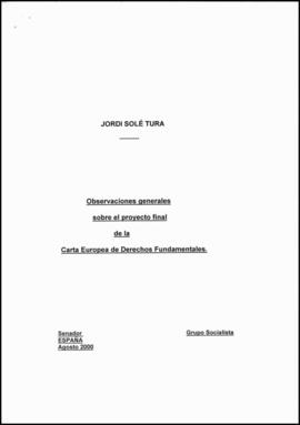 Observaciones generales sobre el proyecto final de la Carta… JST. Grupo Socialista. Senador-España