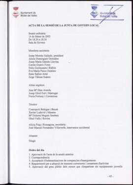 2005-02-14 Acta Junta de Govern Local