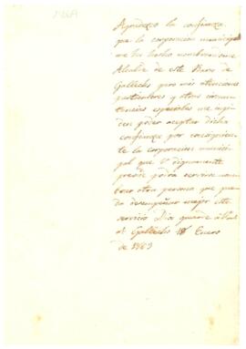 Carta de renúncia al nomenament d'alcalde de Gallechs, sense signar