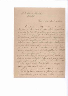 Carta de Francisco Plantada al seu cosí Carta de Francisco Plantada al seu cosí Vicenç. Adjunt a li envia uns exemplars de diaris publicats els dies 7 i 9, perquè estigui informat dels articles que va publicar